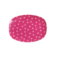Fuchsia with Pink Dot Print Small Rectangular Melamine Plate Rice DK